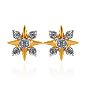 Boucles d'oreilles en forme d'étoile serties de diamants, plaquées or 18 carats, diamants naturels taille brillant rond, bijoux de luxe pour femmes, à porter au quotidien - Product Image 1