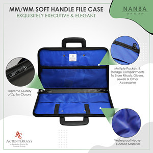 MMWM Classic Luxury High Quality Eco-friendly Black Imitation Leather Hard Handle Square Half <b>File</b> Case | Masonic Design Cordura - Product Image 6