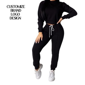 Women Matching White Tracksuit <b>Sets</b> Cropped Sweatshirts Jogger Drawstring Waist Casual Hoodies Athletic Workwear Women's <b>Sets</b> - Product Image 2