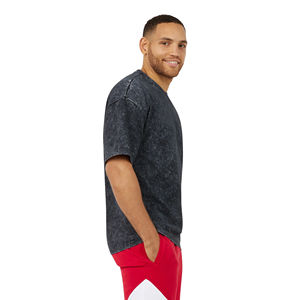 T-shirt homme délavé effet acide, vintage, en coton délavé, coupe oversize, streetwear, col rond, décontracté, mode estivale - Product Image 4