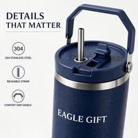 Gobelet isotherme carré en acier inoxydable de 30 oz, écologique, avec poignée, revêtement en poudre, personnalisable par gravure laser, ensemble cadeau vierge