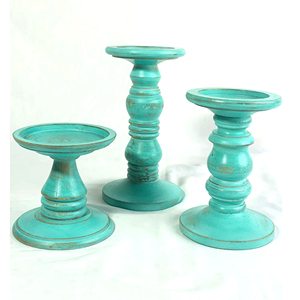 Candelabro de Madera Blanco Rústico Estilo Granja, Hecho a Mano, con Acabado Desgastado, para Velas de Pilar, Decoración del Hogar - Product Image 6