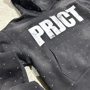 Sudadera con capucha negra para hombre Lost Archive, corte regular, estilo urbano, antipilling, con bolsillos, detalles sólidos, tejido de otoño, 100% algodón, ODM - Product Image 6