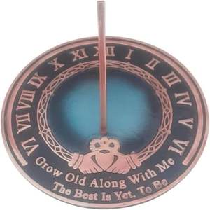 Horloge solaire en laiton de 10 pouces avec motif peint pour jardin, extérieur, cour, décoration intérieure et cadeau pour les amateurs de jardinage - Product Image 1