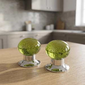 Pomo de Puerta Redondo de Vidrio Burbuja Verde Oliva para Gabinete, Dormitorio, Diseño Contemporáneo, Duradero, para Uso en Bar en Casa - Product Image 2