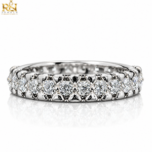 Single Row <b>Crown</b> Lab Grown Diamond Half Eternity Band Solid Gold 9K/14k/18k Ring | Luxury <b>Tiara</b> Style Stacking Fine Jewelry - Product Image 1