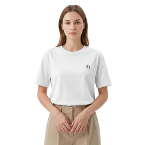 T-shirt personnalisé blanc 100% coton, broderie, manches courtes, col rond minimaliste, hauts décontractés pour femmes, tailles plus, haut d'été - Product Image 1