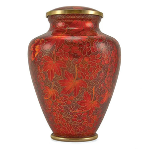 Urna Funeraria de Metal con Adhesivo de Flor Roja para Cenizas Humanas de Adultos, Estilo Americano/Europeo - Product Image 1