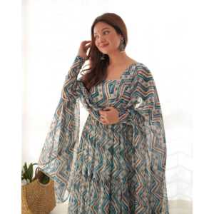 Hermoso vestido Anarkali para fiestas XS Talla Pent y Dupatta Outfit - Product Image 5