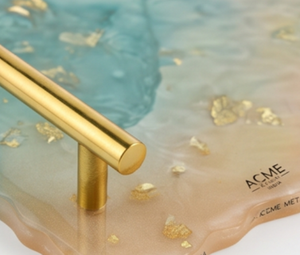 Luxury Resin <b>Serving</b> <b>Tray</b> With <b>Gold</b> Handles Lacquered Finished For Elegant Home And Stylish Modern Dining Presentation - Product Image 2