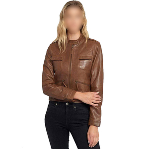 Wholesale Winter for <b>Suede</b> Leather Biker <b>Jacket</b> Asymmetrical Zip Belted Waist Pattern Button OEM ODM Custom Bulk Production - Product Image 1