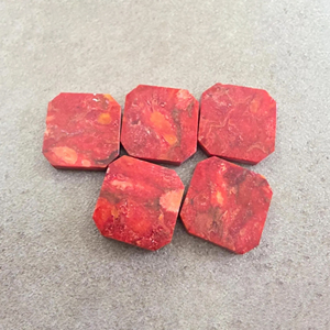 Coral rouge naturel de qualité AAA+, cabochon carré à dos plat, pierre précieuse calibrée certifiée par un tiers pour la fabrication de bijoux - Product Image 2