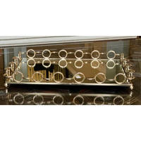 Plateau de service et de rangement en métal contemporain, finition polie, plateau à boissons de luxe, à un seul niveau, décoration d'intérieur, passe au lave-vaisselle