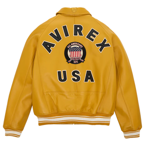AVIREX LEATHER JACKET MEN AVIREX ICON MUSTARD JACKET - Product Image 2