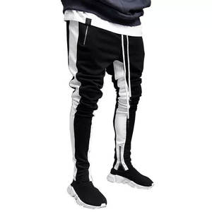 <b>Men's</b> Navy Blue Sweatpants With <b>White</b> Side Stripe Elastic Waist Knitted Casual Breathable Autumn Wear - Product Image 6