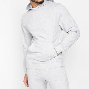 Ensemble de survêtement gris à capuche pour homme, pantalon de jogging en coton pleine longueur, tenue décontractée et sportive, couleur unie, respirant, coupe régulière, style automne - Product Image 3