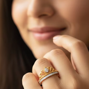 Bague diadème style palais vintage avec cristaux dorés étincelants pour cadeau de 16e anniversaire pour filles - Bijoux raffinés - Product Image 3