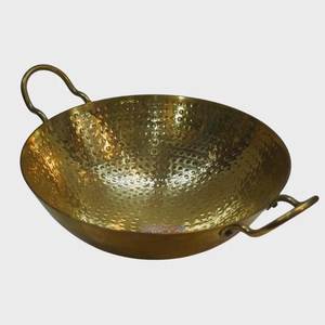 Handmade Pure Brass Kadahi With Dual Handle For Home Kitchen Cookware <b>Pot</b> Stovetop <b>Cooking</b> Durable Round Kadahi - Product Image 2