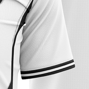 Jersey Sepak Bola Unisex Sublimasi Custom Kerah Bulat Lengan Pendek Merah Motif Geometris Warna Blok Penyerap Keringat Regular Depan - Product Image 5