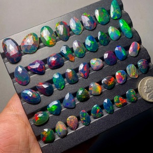 Natural <b>Black</b> Opal <b>Rose</b> Cut Loose Gemstone High Quality Jewelry Making Wholesale Supply Color Play - Product Image 1
