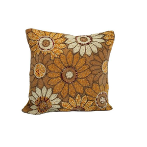 Luxury Seed Beads Embroidered Decorative <b>Cushion</b> <b>Cover</b> Handmade Beaded Embroidery Floral <b>Cushion</b> <b>Cover</b> Design - Product Image 4