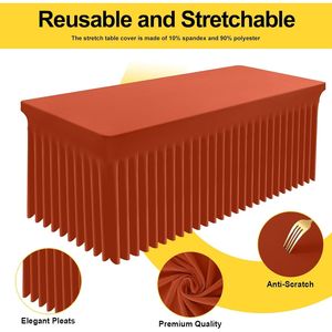 Smiry 6FT Rectangle Waterproof Washable Tablecloth Elastic Spandex Stretch Fitted <b>Cover</b> Skirt for <b>Tables</b> - Product Image 4