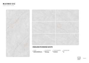 Carreaux de porcelaine brillants de luxe modernes de designer, format 600x1200, grands carreaux pour la décoration intérieure - Product Image 3