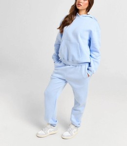 Prix bas, vente en gros, fabricant OEM personnalisé, sweats à capuche oversize pour femmes, manches longues, épaules tombantes, 100% coton, devant uni - Product Image 3