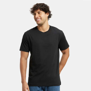 <b>Men's</b> Soft <b>Stretch</b> Cotton V Neck T-Shirts Cotton Plain <b>Men</b> Black T Shirt - Product Image 1