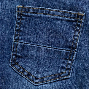 Shorts Bermuda en jean délavé taille mi-haute pour homme, style décontracté en toile de coton bleue avec braguette boutonnée, prix abordable - Product Image 5