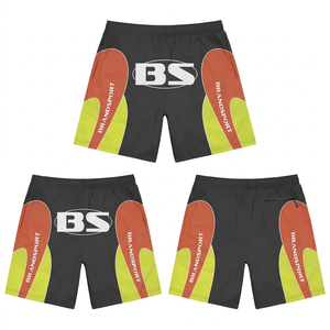 กางเกงขาสั้นวินด์เบรกเกอร์โพลีเอสเตอร์น้ำหนักเบา 115 GSM สีดำ ดีไซน์แผงสีน้ำเงิน ระบายความชื้นได้ดี พิมพ์ลายโลโก้ตามสั่ง กางเกงขาสั้นผู้ชาย - Product Image 6