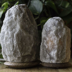 Natural Gray Himalayan Crystal Salt Lamp Pyramid Design Hand Carved Rock Lamp with Adjustable Touch <b>Dimmer</b> for Bedroom - Product Image 2
