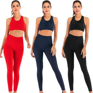 High Support Breathable Eco-Friendly Yoga Sports Bra <b>with</b> <b>Pockets</b> and <b>Leggings</b> Top Set - Product Image 1
