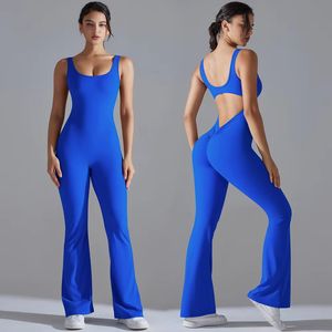 Combinaison de sport pour femme à séchage rapide, sans manches, dos croisé, avec rembourrage amovible, extensible, pour le yoga et l'entraînement, style décontracté - Product Image 3
