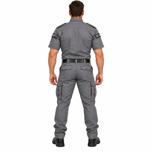 Ensemble uniforme de sécurité pour hommes de haute qualité, chemise de travail à manches courtes, pantalon cargo latéral, couleur unie, uniforme de travail personnalisé pour hommes - Product Image 2