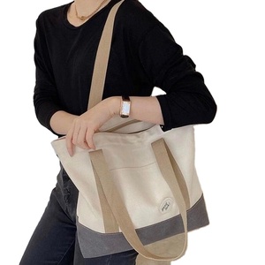 Bolso Tote de lona de gran tamaño con logotipo personalizado, tela reciclada fuerte, cadenas con letras y cuentas, lazo con cremallera, reutilizable, ecológico - Product Image 2