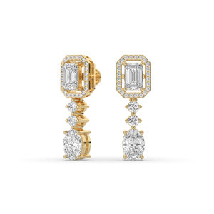 Boucles d'oreilles en or 14 carats et 10 carats avec diamants de laboratoire 3,10 carats, taille émeraude ovale brillant, légères, style unique, prix direct usine - Product Image 2