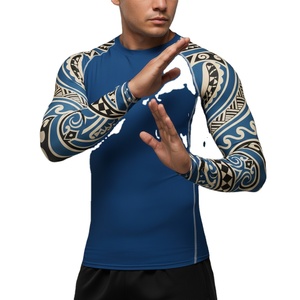 Wholesale High Quality Jiu Jitsu Rash Guard Custom Long Sleeve MMA <b>Compression</b> <b>Shirt</b> Low Price Rashguard for Mens - Product Image 4