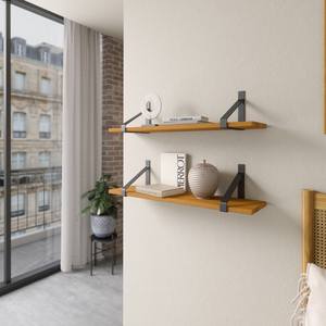 Estante Flotante de Madera Estilo Industrial con Soportes Metálicos para Montaje en Pared, para Baño, Oficina, Entrada, Organizador de Almacenamiento para el Hogar - Product Image 5