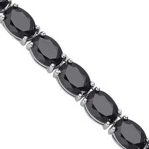 สร้อยคอทรงรีออนิกซ์สีดำ เงินแท้ 925 สร้อยคอเทนนิสประดับพลอยสปิเนลสีดำ เครื่องประดับสวยหรู - Product Image 6