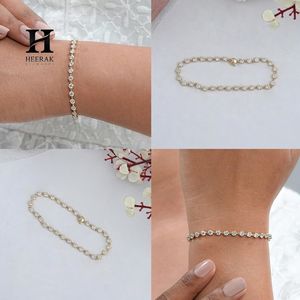 Custom Bezel <b>Set</b> Diamond Tennis Bracelet 14k 18k Yellow Gold Round Cut VVS Moissanite Lab Grown Diamond Bracelet - Product Image 5