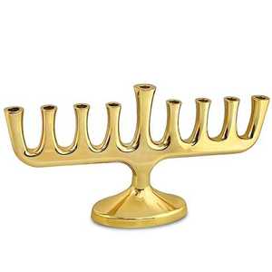 Menorah Pequeña de Tamaño Mini para Villas, Sinagoga, Templo, Decoración de Mesa, Portavelas de Hanukkah en Dorado - Product Image 1