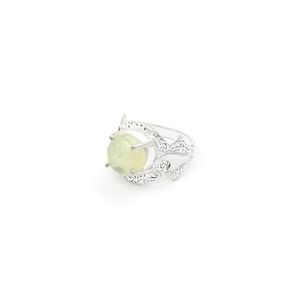 Wholesale Prehnite Gemstone <b>Ring</b> 12mm Round Natural Stone Silver Plated Brass Vintage Filigree <b>Statement</b> <b>Ring</b> Custom Jewelry - Product Image 3