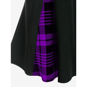 Women's Plus Size Hybrid Tartan Pleated Gothic <b>Mini</b> Skirt High Waisted Short A-Line School Uniform Skirt - Product Image 4