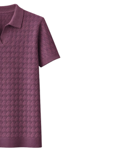 เสื้อโปโลถักเนื้อผ้าสีแดงเบอร์กันดีสำหรับผู้ชาย แขนสั้น สไตล์ลำลองสำหรับฤดูร้อน ทรงเข้ารูป รับผลิตตามแบบ OEM พร้อมปักโลโก้ ขายส่ง - Product Image 2