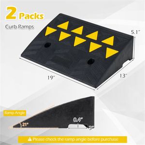 2 Pezzi Rampa per Marciapiede in Gomma Riflettente Resistente con Canale di Drenaggio per Accesso Comodo alla Vialetto - Product Image 3