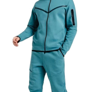 High quality Men's Slim Fit Tracksuit Solid color Casual wear Set <b>Jacket</b> & Pants Two-Piece Tracksuit - Product Image 2
