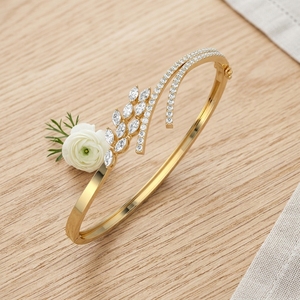 Lab Grown Diamond IGI Certified Elegant Round Cut Kada 0.30 Ct in 9K Yellow White Rose <b>Gold</b> for Engagement Wedding Party Gift - Product Image 5