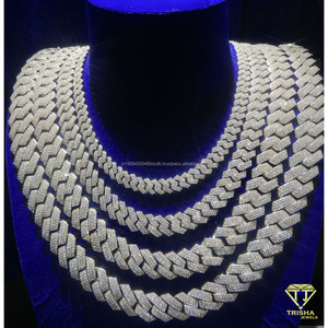 Chaîne cubaine de luxe en argent sterling 925 avec diamants Moissanite, bijoux hip-hop haut de gamme pour la vente en gros et les importateurs internationaux - Product Image 2