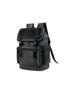 Sac à dos tendance grande capacité 15 pouces en PU imperméable motif losanges unisexe pour randonnée en extérieur - Product Image 2